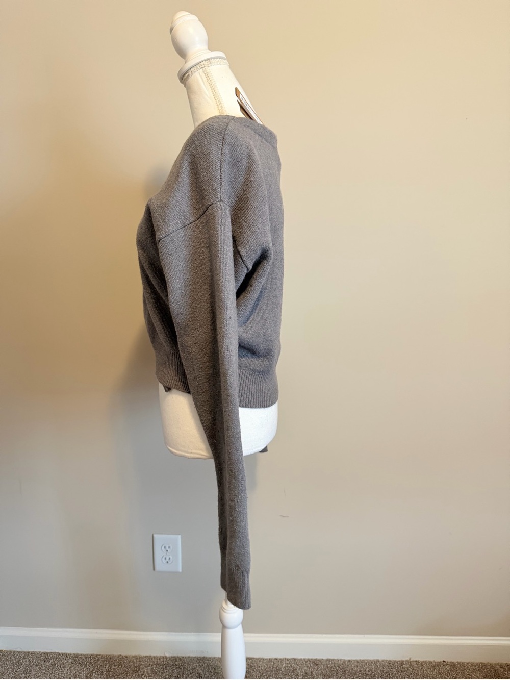 Skims Textured Knit Wrap crop cardigan Dark Heather Gray woman's size l/xl NWT - Picture 7 of 13